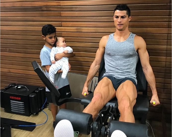 Ronaldo alweer in de gym.