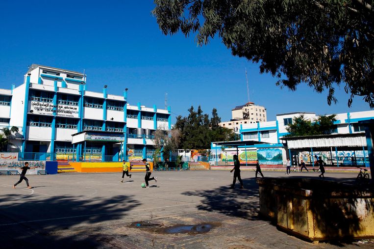 Een school van de VN-hulporganisatie UNRWA in Gazastad. Beeld AFP