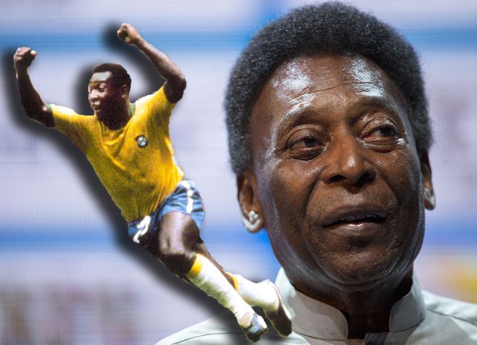 Pelé in 2018 en scorend bij het WK van 1970.