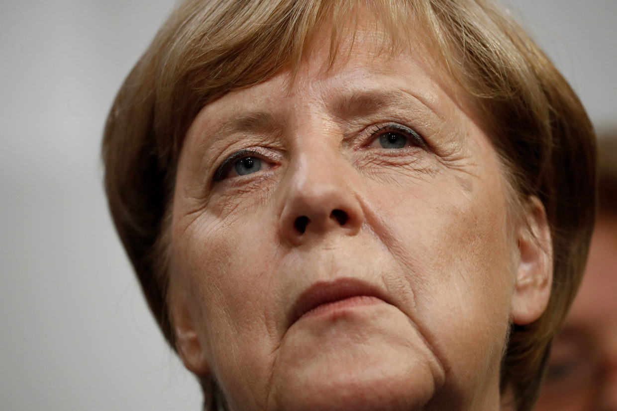 Bondskanselier Angela Merkel kreeg met haar CDU/CSU 33 procent van de stemmen.
 Beeld AFP
