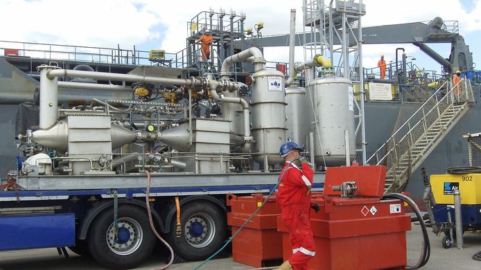 Een mobiele ontgassingsinstallatie waar tankers op milieuvriendelijke manier kunnen ontgassen.
