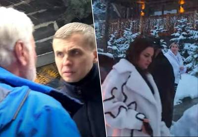 Oekraïense journalist confronteert Russische elite die feest en grote sier maakt in mondain Frans skioord: “Waarom loop je weg, Olga?”