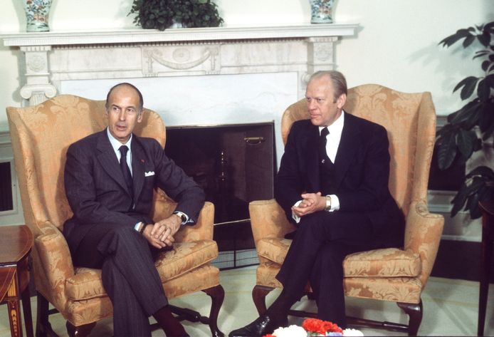 Valéry Giscard D'Estaing bracht in 1976 een staatsbezoek aan de VS. Op het Witte Huis had hij een onderhoud met toenmalig Amerikaans president Gerald Ford.