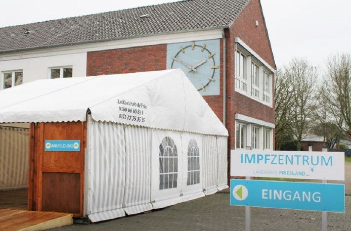 Het vaccinatiecentrum in Schortens bij Wilhelmshaven.