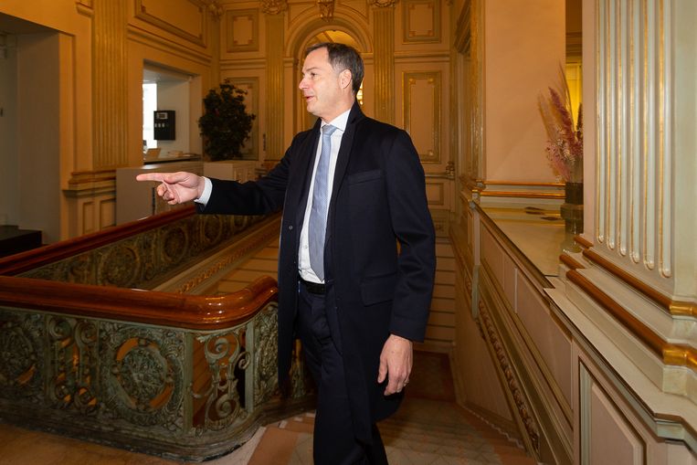 Eerste minister Alexander De Croo maandag in het federaal parlement. Beeld BELGA