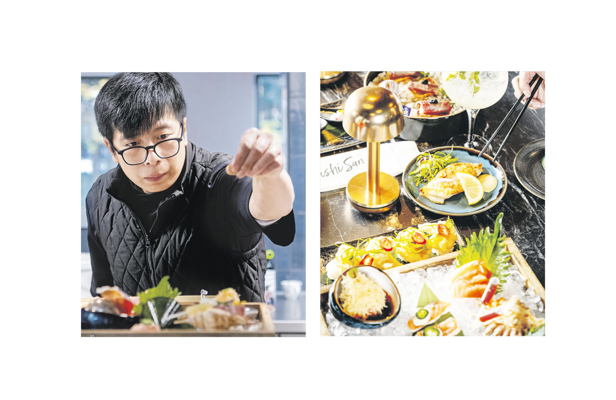 Chef-kok Nam Yue maakt Japanse sushi met een eigen, experimentele twist. Beeld Foto (l) Mel Boas