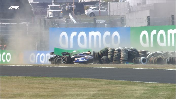 De crash van Albon en Ricciardo