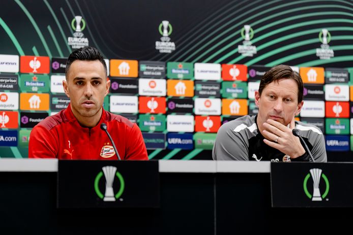 Eran Zahavi en Roger Schmidt deze week in Tel Aviv.