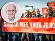 Demonstratie voor een beter pensioen in Utrecht op 12 februari 2022 met onder andere SP-leider (Lilian Marijnissen). Inzet: Joop Beuting.