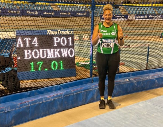 Jolien Boumkwo verbeterede op het Vlaams kampioenschap het 26 jaar oude record van Greet Meulemeester.