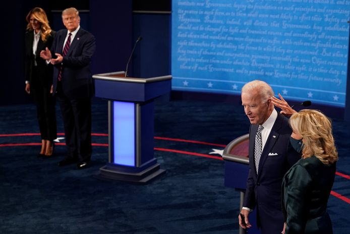 Joe Biden en Donald Trump woensdag op het eerste debat tussen hen beiden.