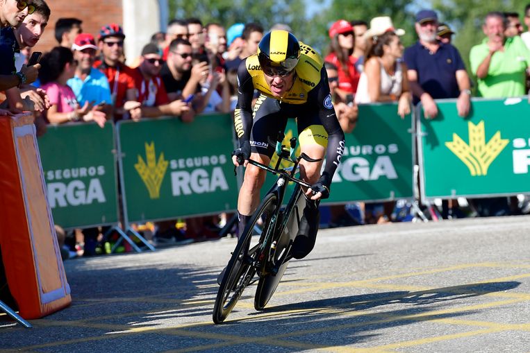 Steven Kruijswijk tijdens de trijdrit van Santillana del Mar naar Torrelavega. Beeld vk