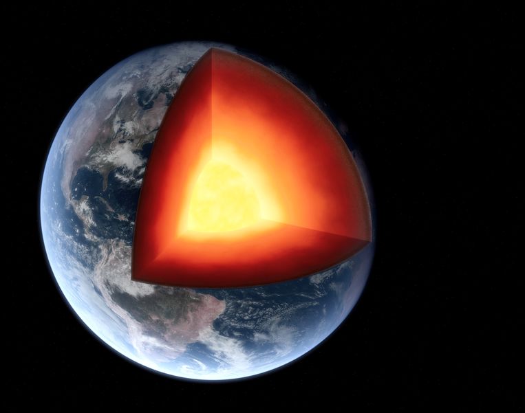 Een doorsnede van onze planeet: de binnenkern heeft nog lang niet al zijn geheimen prijsgegeven. Beeld Getty Images