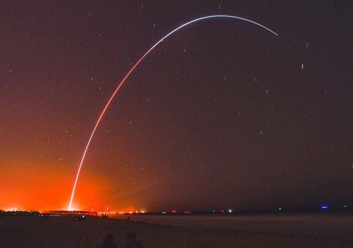 De Terran 1-raket van Relativity Space tijdens de lancering vanaf Cape Canaveral Space Force Station, Florida.