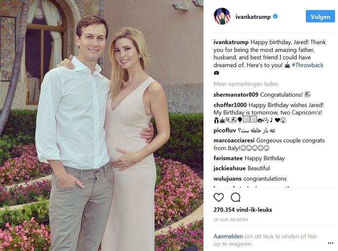 Het Instagram-bericht van Ivanka. Suggereert ze met die oude beeld dat ze opnieuw zwanger is?