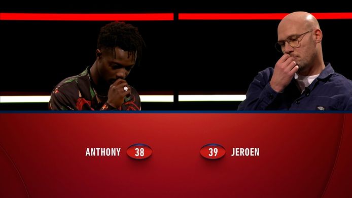 Anthony Nti en Jeroen Perceval in de finale van 'De Slimste Mens'