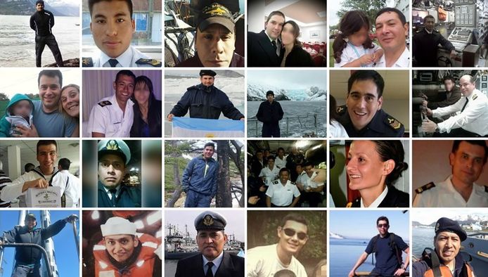 De bemanningsleden van de vermiste Argentijnse onderzeeër ARA San Juan.