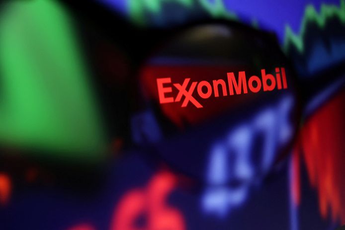 Het logo van ExxonMobil.