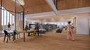 Een illustratie van de nieuwe bibliotheek in het gemeenschapshuis aan de Markt in Bladel.