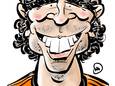 De door Herman Nauta gemaakte karikatuur van de in Breskens geboren Willem van Hanegem.
