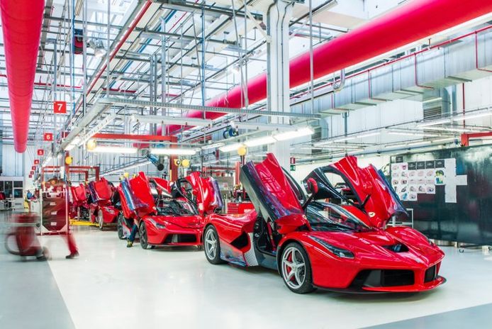De Ferrari-fabriek in het Noord-Italliaanse Maranello .