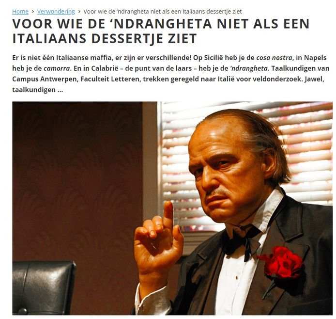 Ook op de website van de KU Leuven duikt de slogan op. Foto: acteur Marlon Brando in 'The Godfather'.
