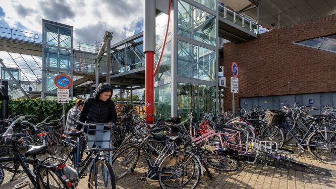 Woud aan fietsen voor station Boxtel, reizigers moeten slalommen om bij de lift te komen