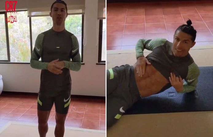 Cristiano Ronaldo geeft zijn volgers fitnessles.