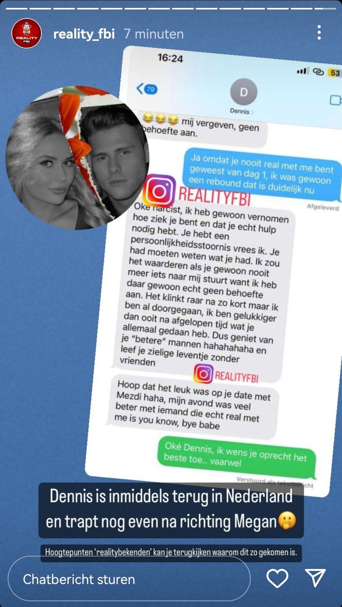 Reality FBI deelde berichten tussen Megan en Dennis.