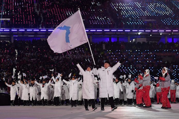 Op de openingsceremonie van de Winterspelen in Pyeongchang vormden beide Korea's één front.