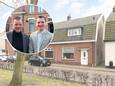 Eigenaren Richard Schasfoort en Lars Roeleveld van Home Makelaars met op de achtergrond het 'gewilde' huis.