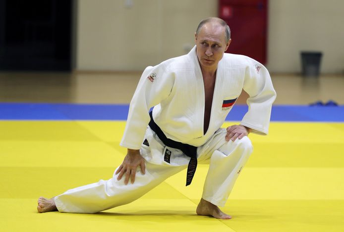 Vladimir Putin op de tatami.