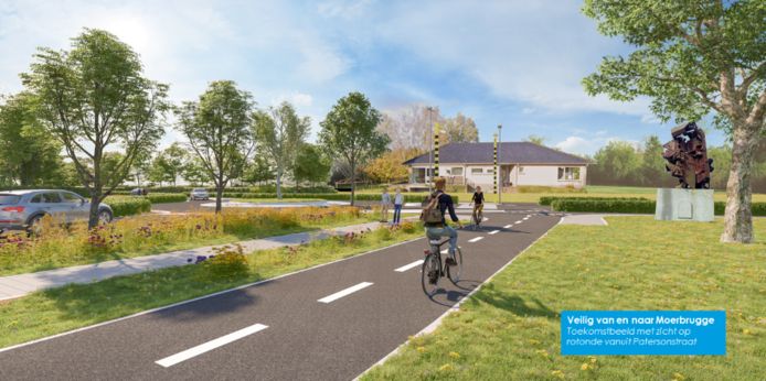 Zo moet de Moerbrugsestraat er in de toekomst vanuit de Patersonstraat gaan uit zien.