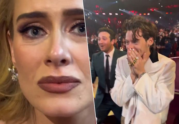 De echte reactie van Adele op de winst van Harry Styles.