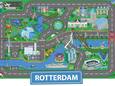 Zo feestelijk ziet Rotterdam eruit op het kleurrijke speelkleed. Leuk voor kleine en grote Rotterdammertjes.