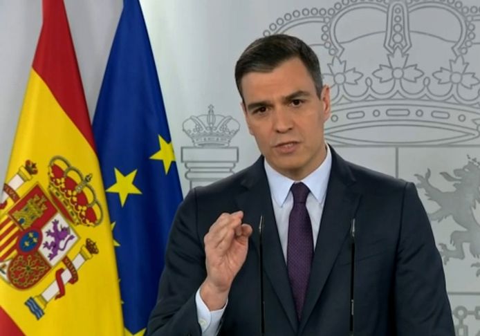 De Spaanse premier Pedro Sánchez sprak vanavond de bevolking toe.