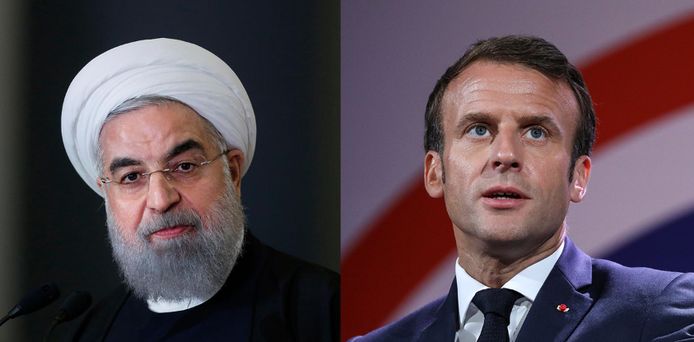 De Iraanse president Hassan Rohani en zijn Franse collega Emmanuel Macron.