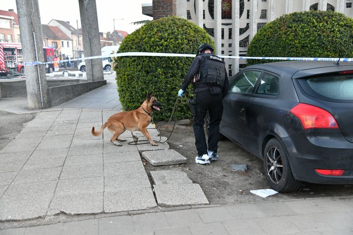De politiehond kwam ter plaatse met een explosievenhond.