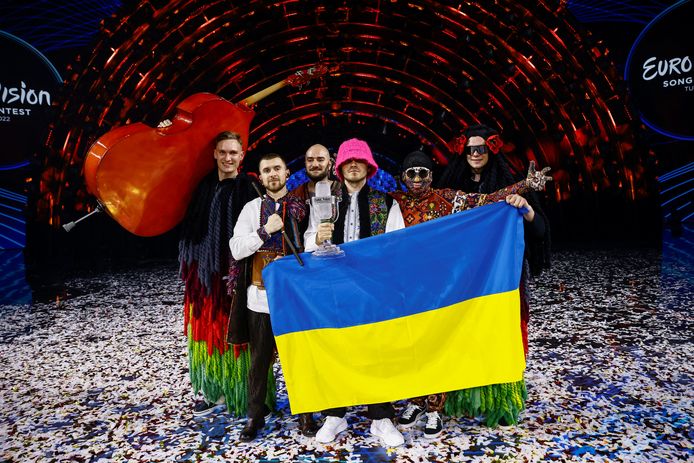 Kalush Orchestra na het winnen van het Eurovisiesongfestival.