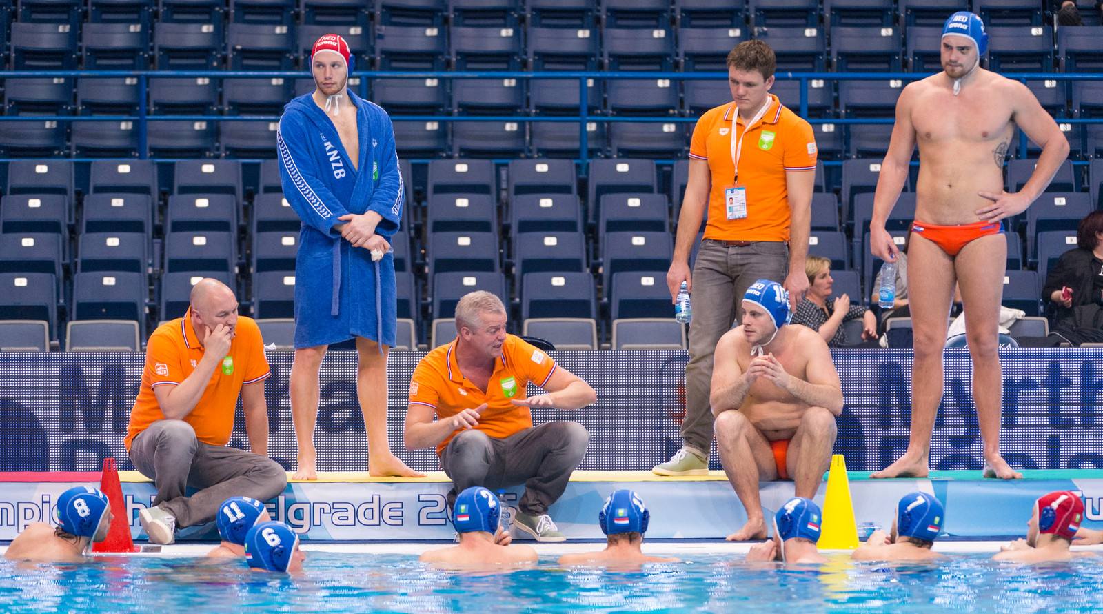 Robin van Galen en de waterpolomannen.