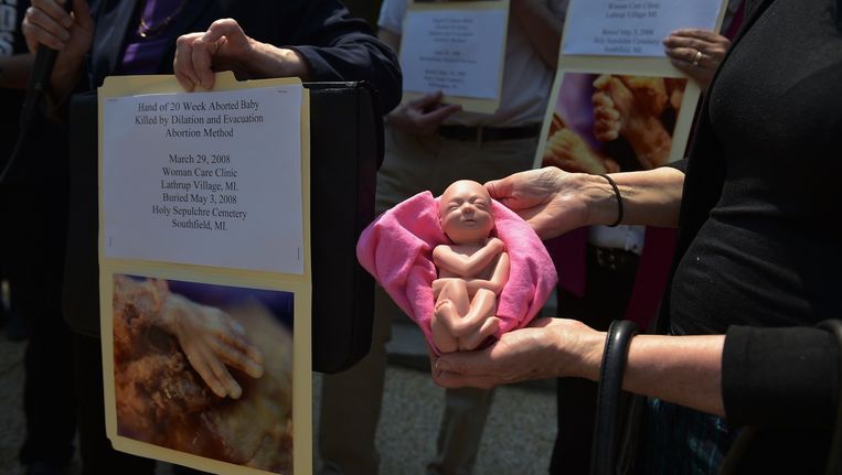 Anti-abortusdemonstranten in Washington hoopten dat de wet zou worden goedgekeurd. Beeld afp
