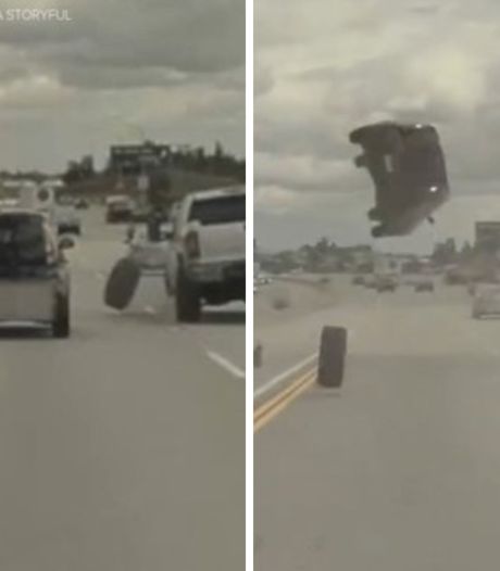 Un pneu mal fixé envoie une voiture dans les airs sur une autoroute