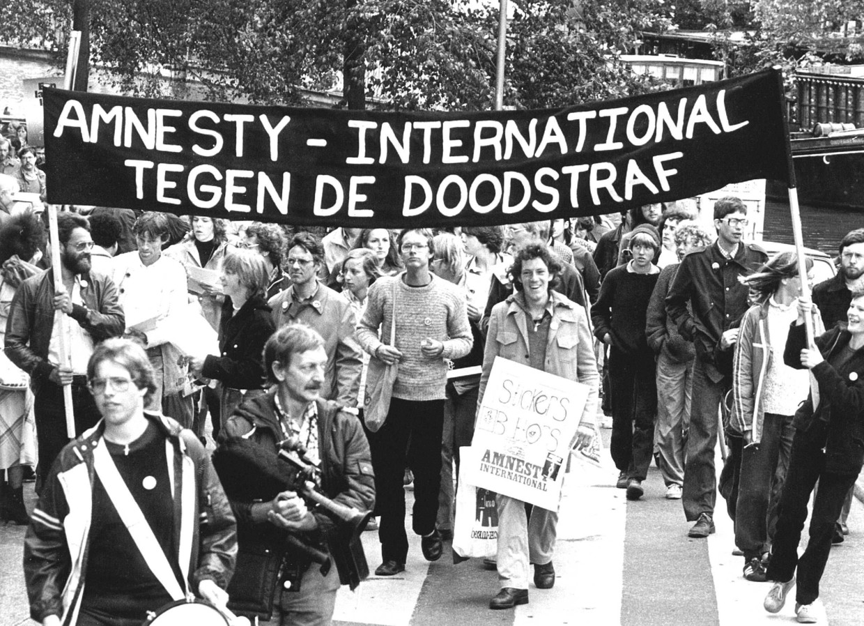 Protest tegen de doodstraf in Amsterdam, 1980. Beeld ANP