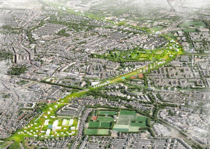 Het nieuwe hart van Roosendaal met de overkluisde A58.
