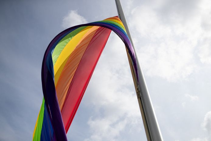 Een regenboogvlag van de LGBTQIA+-beweging.
