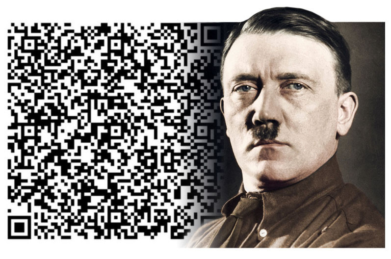 Als je deze QR-code scant, komen daar de gegevens van Adolf Hitler uit met een groen vinkje.
