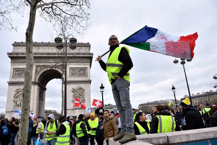 Gele Hesjes bij de  Arc de Triomphe