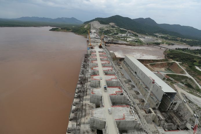 De Renaissance Dam op de Nijl in Ethiopië.