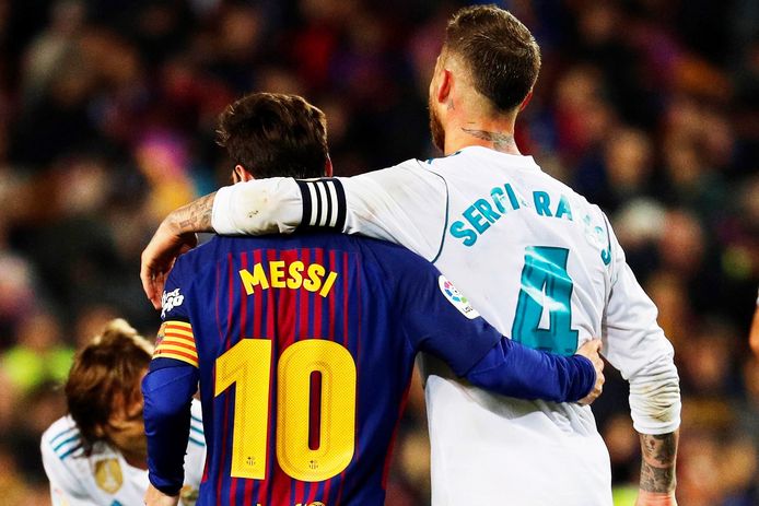 Lionel Messi met Real Madrid-captain Sergio Ramos.