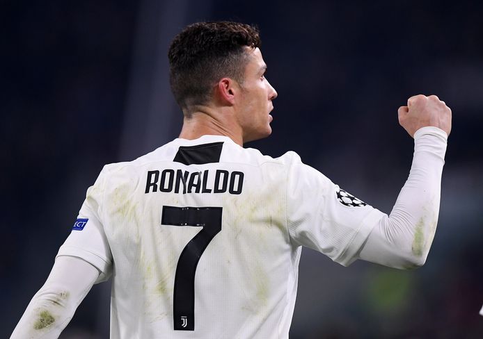 Cristiano Ronaldo na zijn derde doelpunt in de wedstrijd tegen Atlético Madrid. REUTERS/Alberto Lingria